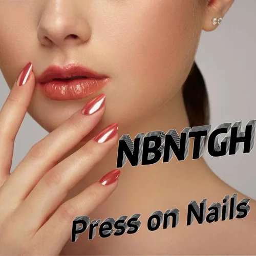 Vista 7 de NBNTGH Uñas postizas a presión de punta francesa blanca, uñas postizas de línea dorada, uñas postizas medianas con diseño de almendra, uñas postizas