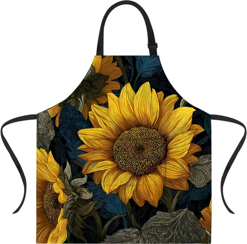 Vista 45 de ANNA QUEEN Delantal de Feliz Navidad para mujeres y hombres con bolsillos, delantal de muñeco de nieve, delantal de cocina ajustable para cocinero