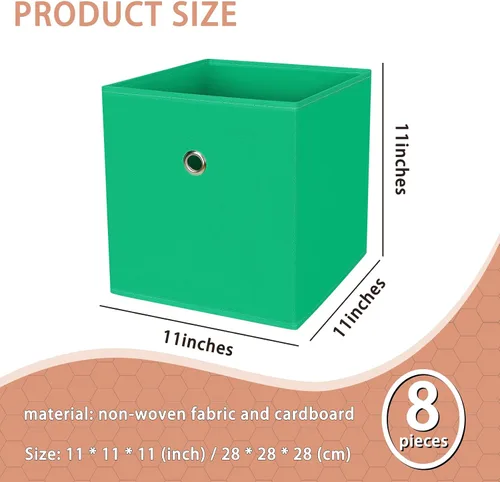Vista 2 de Cubo de almacenamiento, cubo de tela de 11 pulgadas con asas, cestas plegables para estantes, cajones, baño, organizadores de armario