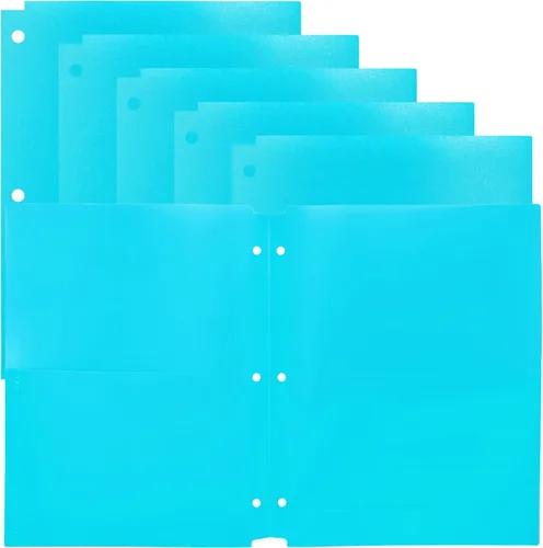 Vista 12 de Youngever Paquete de 6 carpetas de plástico resistente con dos bolsillos, separadores de carpetas con bolsillo, carpeta perforadora de 3 agujeros