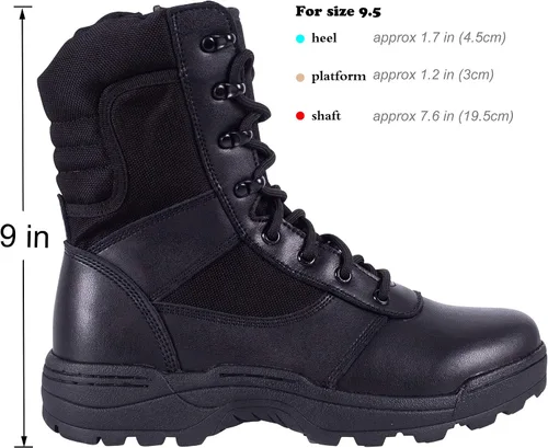Vista 2 de RIELD Botas de trabajo tácticas militares para hombre con cremallera lateral botas de combate del ejército de la selva 12