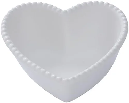 Vista 2 de CHOOLD - Cuenco de cerámica con forma de corazón para pudín horneado, cuenco para postre, cuenco para horno, ramekin para ramekin (rosa/blanco)