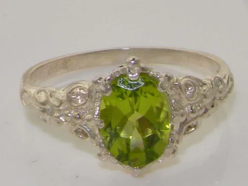 Vista 5 de LetsBuyGold Anillo de plata de ley 925 con peridoto genuino para mujer