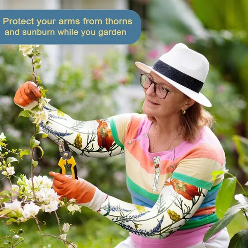 Vista 5 de Mangas de jardinería, mangas de protección solar para jardinería, mangas a prueba de espinas para cubrir brazos para mujeres y hombres