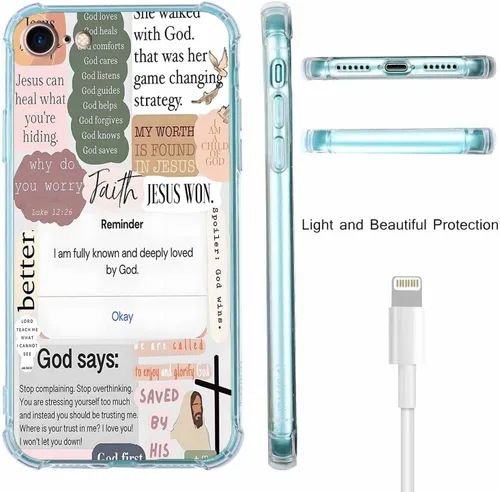 Vista 5 de Funda para Celular con Versículos de la Biblia, Colocación de Citas Cristianas de Jesús, Diseño Collage, Funda Protectora Suave de TPU de Moda