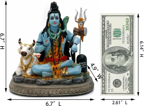Vista 6 de alikiki Estatua de Dios indio Señor Shiva – Regalos para indio hindú de 6.7 pulgadas de alto, ídolo Shiva con vaca, regalos de regreso indio