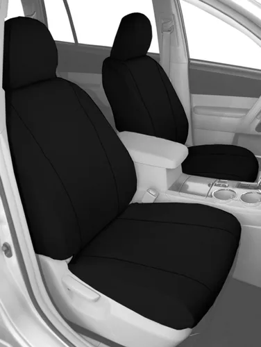 Vista 5 de CalTrend - Fundas de asiento de fibra de carbono para Nissan Cube 2012-2014 con inserto y moldura de carbón vegetal