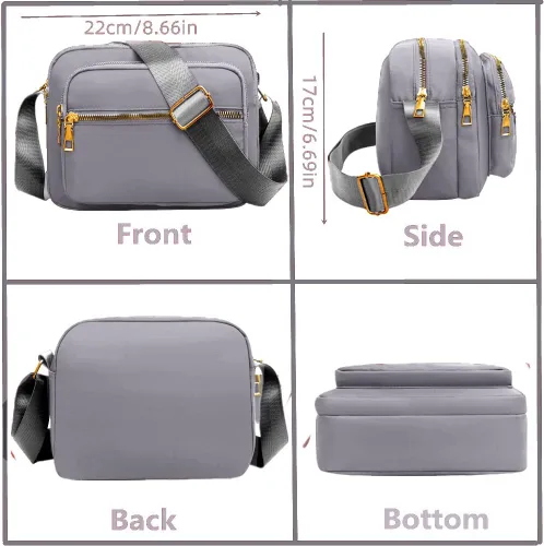 Vista 2 de DIHKLCIO Bolsos cruzados de nailon para mujer, monederos y bolsos de mano, bolsas de mensajero casuales para mujer, bolso cruzado negro impermeable