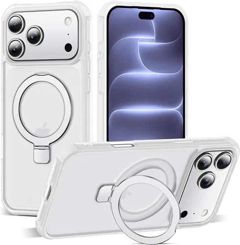 Vista 70 de SKYLMW - Funda compatible con iPhone 11 de 6.1 pulgadas, con soporte magnético invisible tipo anillo, funda translúcida de grado militar, compatible