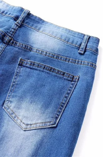 Vista 7 de Andongnywell - Pantalones de mezclilla ajustados, cintura media, cintura ancha, cintura media, pantalones vaqueros