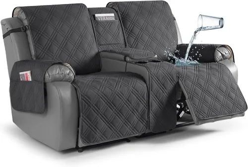 Vista 17 de TAOCOCO - Funda impermeable para sofá biplaza reclinable con consola central, 2 plazas
