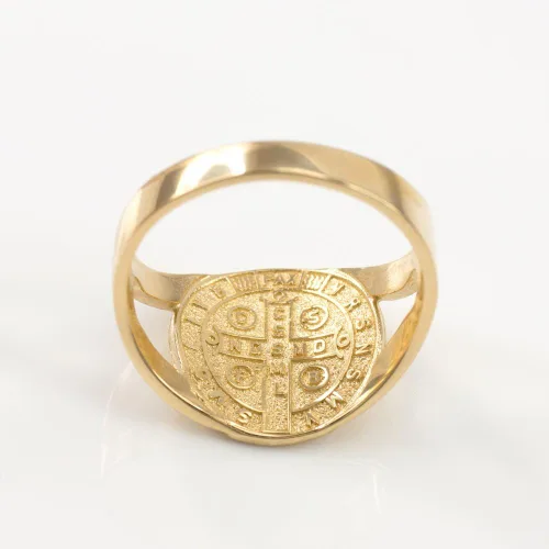 Vista 3 de Anillo de oro amarillo de 14 quilates de San Benito para mujer