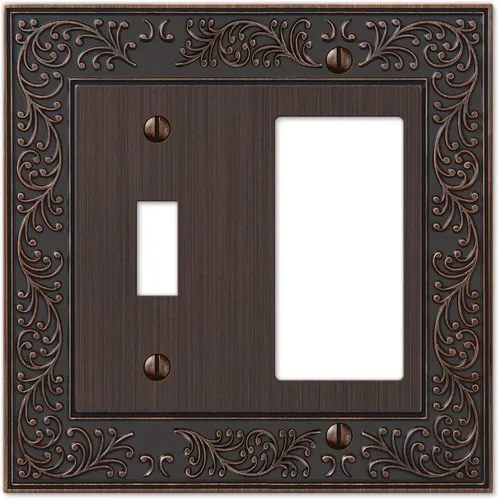 Vista 17 de Amerelle 43RVB - Placa de pared English Garden con 1 interruptor de palanca, metal fundido, color bronce envejecido, 1 paquete