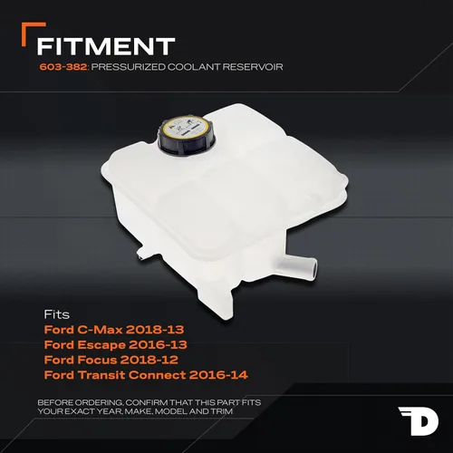Vista 2 de Dorman 603-382 Depósito de refrigerante frontal presurizado con tapa Compatible con modelos Ford seleccionados