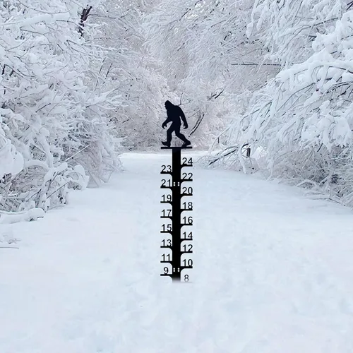 Vista 8 de LiveGo Iron Art - Medidor de nieve de 24 pulgadas, medidor de medición para exteriores, palo de medición de nieve desmontable de metal, estacas
