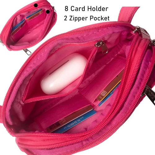 Vista 4 de Riñonera para mujeres y hombres, para correr, viajar, senderismo, casual, a la moda, deportiva, transpirable, ligera, Rosa Rojo, Riñonera para todos