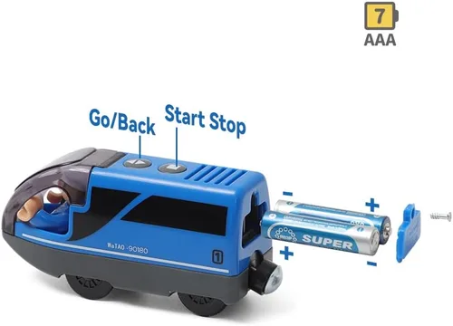 Vista 3 de DSHMIXIA Tren a Pilas para Conjunto de Pistas de Tren de Madera, Juguetes para Niños Pequeños de 3, 4, 5 Años, Niños, Acoplamientos Magnéticos