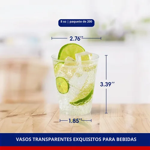 Vista 2 de JOLLY CHEF Vasos de plástico desechables transparentes de 8 onzas, paquete de 200 vasos de plástico transparente resistentes perfectos para bodas