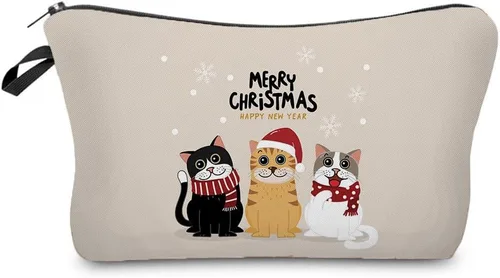 Vista 8 de Bolsa de maquillaje de viaje para gatos, organizador de cosméticos de gatos de dibujos animados, bolsas de maquillaje divertidas, regalos