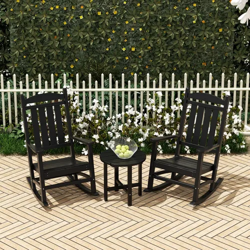 Vista 7 de HDPE Laguna Classic - Mecedora para porche (juego de 2), color negro