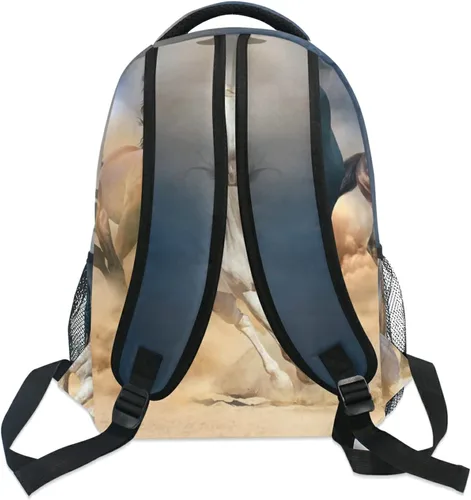 Vista 3 de ALAZA Mochilas de caballos para niñas y niños, mochila de caballos para niños, mochila escolar para libros de 3, 4 y 5 grado, mochila para portátil