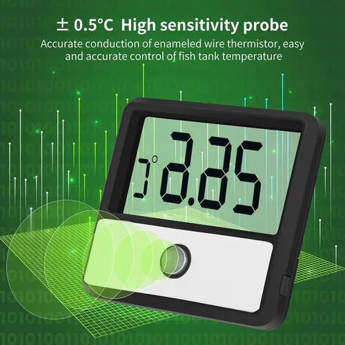 Vista 4 de capetsma Termómetro de acuario Termómetro digital para pecera, termómetro de reptil preciso Medidor de temperatura con pantalla LCD grande