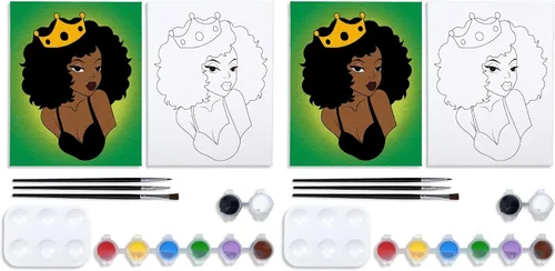 Vista 6 de VOCHIC Kit de pintura de lienzo predibujado para pintura para adultos, kits de fiesta de pintura y sorbo, suministros de fiesta, lienzo de 8 x 10