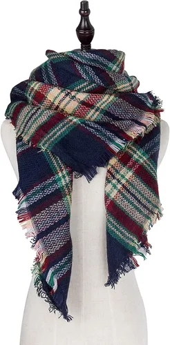 Vista 6 de Plaid Blanket Scarf Winter Fall Scarfs for Women Warm Soft Chunky Oversized Tartan Shawls Wraps Scarves