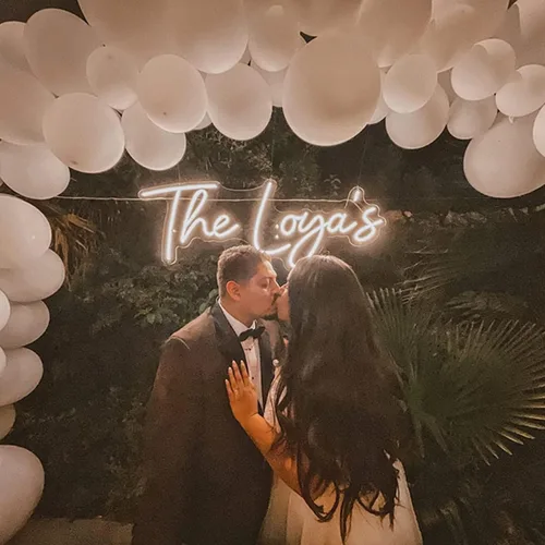 Vista 6 de Letrero de neón, luz LED personalizada con nombre para pared, habitación, decoración de cumpleaños, boda, fiesta feliz, regalos de negocios, bar