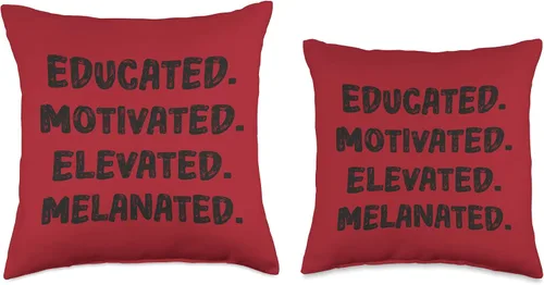 Vista 3 de Cute Afro Melanin Girl Educated Motivated Elevated Melanated Throw Pillow