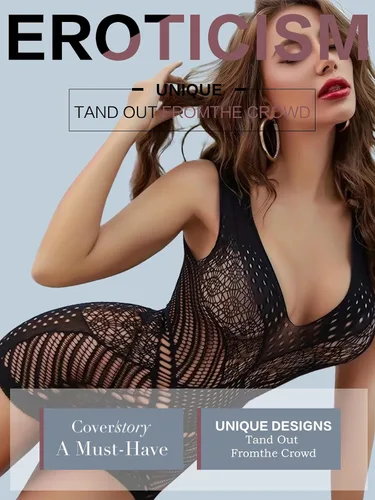 Vista 6 de SeaFever Lencería sexy para mujer, body de red transparente de una pieza con cuello en V, minivestido íntimo para el sexo, sin tirantes, babydoll