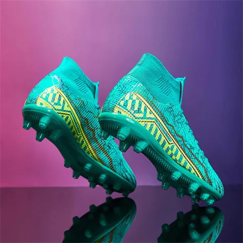 Vista 5 de Botas de fútbol para hombre Spikes High Top Unisex para exterioresinteriores Zapatillas de entrenamiento - Botas de fútbol juvenil para césped al