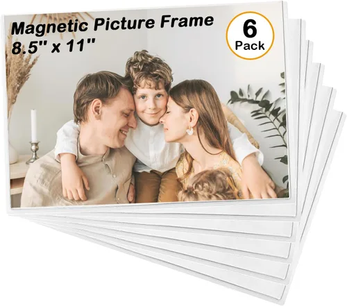 Vista 10 de Marco magnético para fotos, con capacidad para fotos de 5 x 7 pulgadas, fundas negras reutilizables para nevera, taquilla, gabinete de oficina