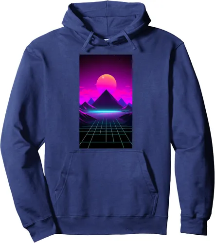 Vista 6 de 80s Retrowave Vaporwave Synthwave Pullover Hoodie Negro