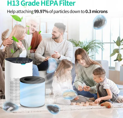 Vista 4 de Filtro de repuesto mejorado MJ003HD compatible con purificador de aire POMORON MJ003HD 4 en 1 H13 HEPA y filtros de carbón activado, filtros