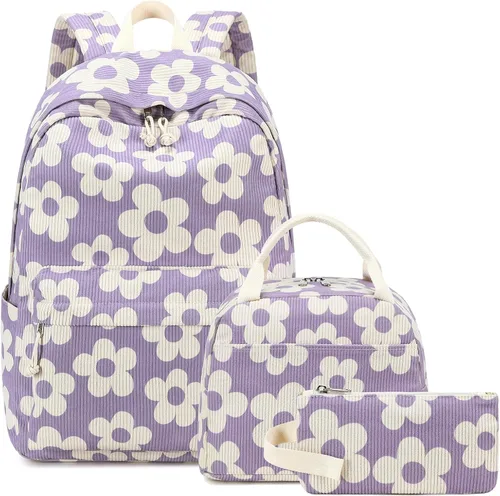 Vista 32 de LOIDOU Mochila para adolescentes y niñas, mochila escolar con lonchera y estuche para lápices, juego de bolsas escolares 3 en 1