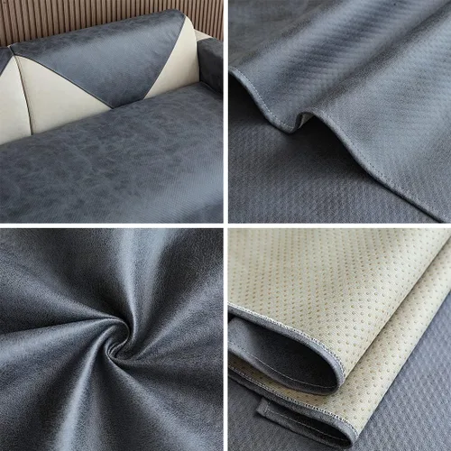 Vista 7 de Funda impermeable de piel sintética para sofá, funda de sofá modular vintage de poliuretano antideslizante, protector de muebles para niños, perros