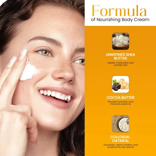 Vista 5 de Shea Radiance Crema corporal nutritiva con avena coloidal Hidratante hidratante para pieles sensibles Hidratación suave con humedad duradera