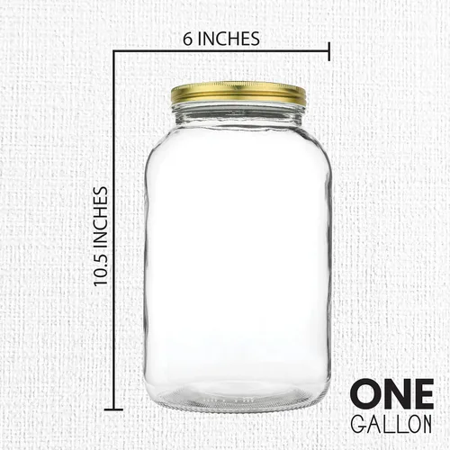 Vista 2 de kitchentoolz Paquete de 2 tarros de vidrio de 1 galón de boca ancha con tapa de metal hermética, seguro para fermentar kéfir de kombucha, encurtido