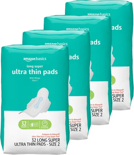 Vista 12 de Amazon Basics Almohadillas de absorción regular para mujer, ultra finas con alas flexibles, sin perfume, talla 1, 36 unidades, 1 paquete