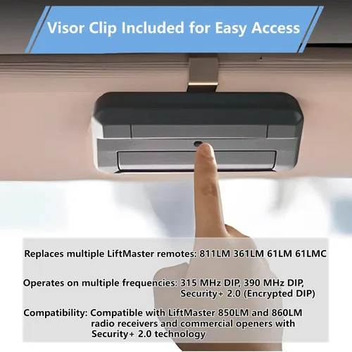 Vista 6 de 1 para Liftmaster Gate Remote 811LM 811LMX, compatible con abridor de puerta Liftmaster y receptor de 850LM 860LM, control remoto de puertas Negro-1