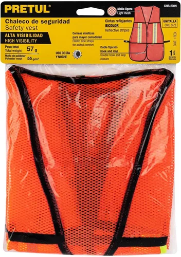 Vista 3 de Chaleco de seguridad con tiras reflectantes, naranja