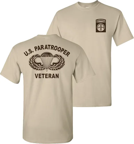 Vista 5 de 82nd Airborne Army Paracrooper Veteran Jump Wings Blacked Out Camiseta gris oscuro USA NUEVO