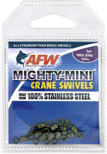 Vista 14 de AFW American Fishing Wire Fishing Swivels - Mighty Mini 100% Stainless Steel Crane Swivels, 3X Stronger Than Brass, for Terminal Tackle Box, Up to