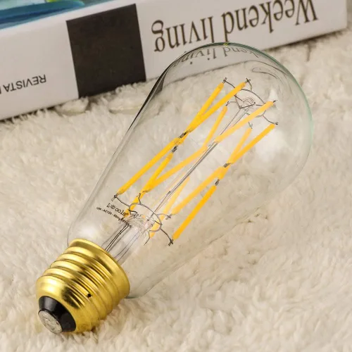 Vista 2 de Leools Bombilla LED Edison vintage de 10 W, regulable, equivalente a 100 W, bombillas de filamento de estilo antiguo, vidrio transparente, blanco