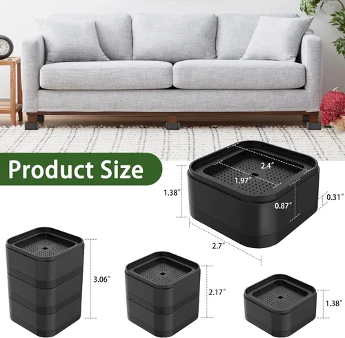 Vista 5 de Paquete de 20 elevadores apilables para muebles, elevadores de cama de 1.38 pulgadas, elevadores de patas de escritorio, elevadores de cama