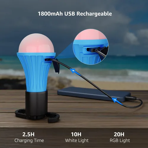 Vista 5 de LE Bundle - 2 artículos: linterna de camping LED de 1000LM recargable, banco de energía de 4400 mAh y linterna de camping recargable LED, 7 modos