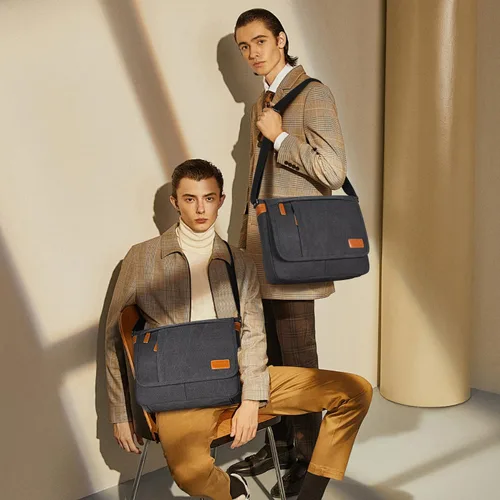 Vista 3 de Estarer Bolsas de mensajero para hombres de 13 a 13.3 pulgadas, resistente al agua, bolsa de lona para trabajo, oficina, viaje, bolso cruzado
