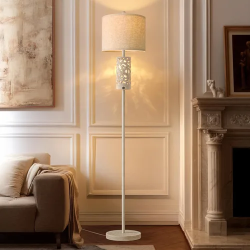 Vista 2 de OYEARS Lámpara de pie de 65 pulgadas con luz nocturna, lámpara de pie estilo granja para dormitorio, lámpara de pie alta para sala de estar, lámpara