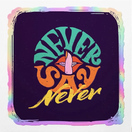 Vista 6 de Calcomanías de vinilo de Never Say Never Premium para interiores (sin impermeabilidad), accesorios de teléfono portátil, casco, ventana